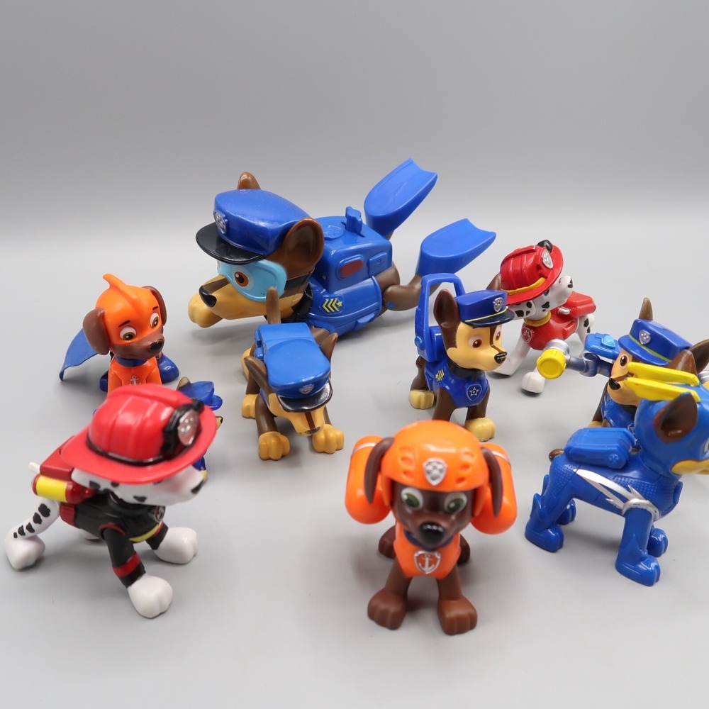 Paw‎ Patrol Figures Lot of  10 Chase Marshall Mini Miniature Small Toys Swimming